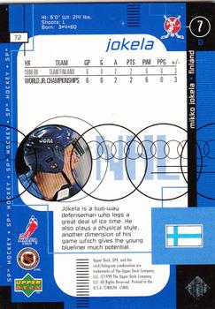 1998-99 SPx Top Prospects #72 Mikko Jokela Back