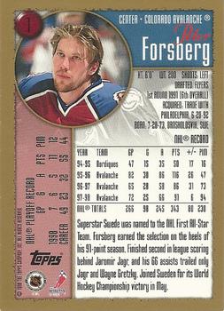 1998-99 Topps #1 Peter Forsberg Back