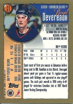 1998-99 Topps #21 Boyd Devereaux Back