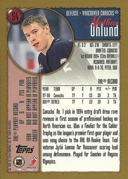 1998-99 Topps #54 Mattias Ohlund Back