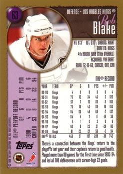 1998-99 Topps #63 Rob Blake Back