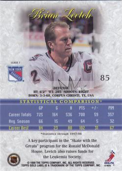1998-99 Topps Gold Label #85 Brian Leetch Back