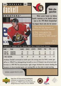 1998-99 UD Choice #146 Andreas Dackell Back