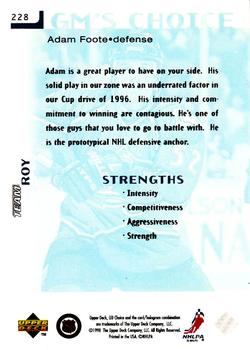 1998-99 UD Choice #228 Adam Foote Back