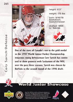 1998-99 UD Choice #265 Cory Sarich Back