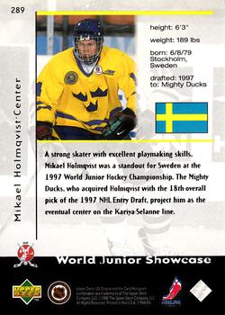 1998-99 UD Choice #289 Mikael Holmqvist Back