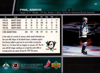 1998-99 Upper Deck #31 Paul Kariya Back