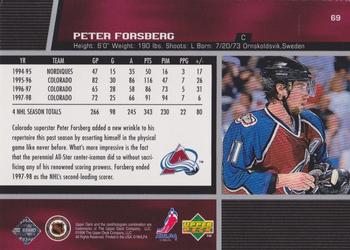 1998-99 Upper Deck #69 Peter Forsberg Back
