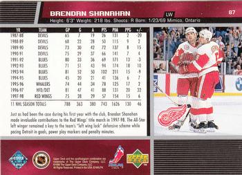 1998-99 Upper Deck #87 Brendan Shanahan Back