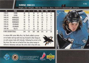 1998-99 Upper Deck #170 Mike Ricci Back