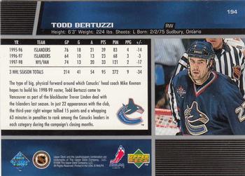 1998-99 Upper Deck #194 Todd Bertuzzi Back