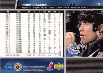 1998-99 Upper Deck #195 Mark Messier Back
