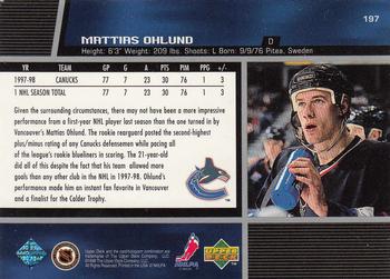 1998-99 Upper Deck #197 Mattias Ohlund Back