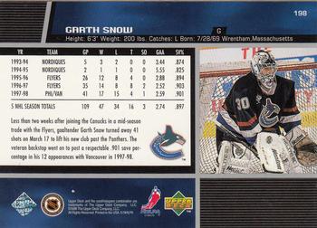 1998-99 Upper Deck #198 Garth Snow Back