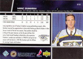 1998-99 Upper Deck #210 Mike Dunham Back