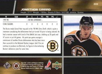 1998-99 Upper Deck #222 Jonathan Girard Back