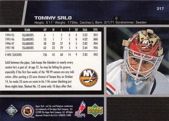 1998-99 Upper Deck #317 Tommy Salo Back