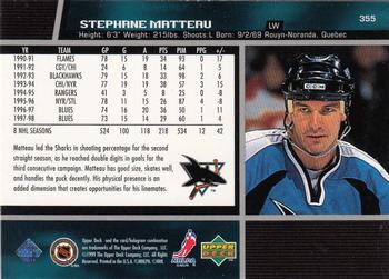 1998-99 Upper Deck #355 Stephane Matteau Back