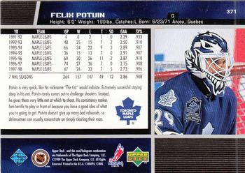 1998-99 Upper Deck #371 Felix Potvin Back