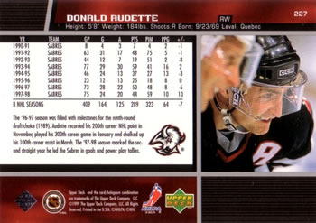 1998-99 Upper Deck #227 Donald Audette Back