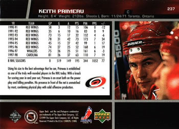 1998-99 Upper Deck #237 Keith Primeau Back