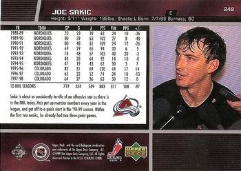 1998-99 Upper Deck #248 Joe Sakic Back