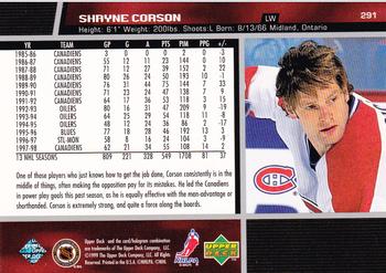 1998-99 Upper Deck #291 Shayne Corson Back