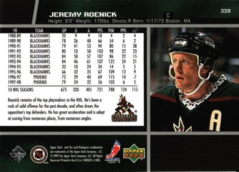 1998-99 Upper Deck #339 Jeremy Roenick Back