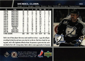 1998-99 Upper Deck #369 Wendel Clark Back