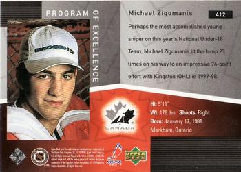 1998-99 Upper Deck #412 Michael Zigomanis Back