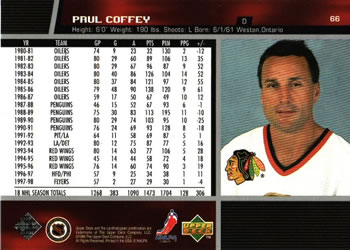 1998-99 Upper Deck #66 Paul Coffey Back