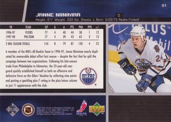 1998-99 Upper Deck #91 Janne Niinimaa Back