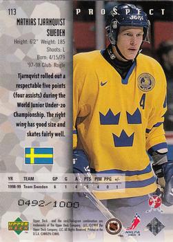 1998-99 Upper Deck Black Diamond #113 Mathias Tjarnqvist Back