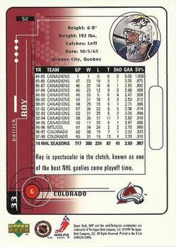1998-99 Upper Deck MVP #52 Patrick Roy Back