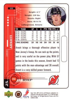 1998-99 Upper Deck MVP #122 Jason Arnott Back