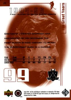1999 Upper Deck Wayne Gretzky Living Legend #26 Wayne Gretzky (1994-95) Back