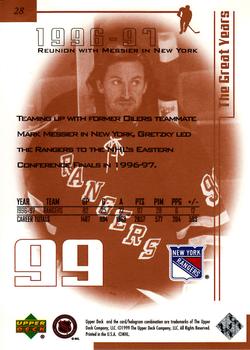 1999 Upper Deck Wayne Gretzky Living Legend #28 Wayne Gretzky (1996-97) Back