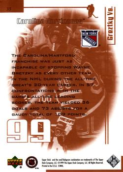 1999 Upper Deck Wayne Gretzky Living Legend #35 Wayne Gretzky (vs Carolina) Back