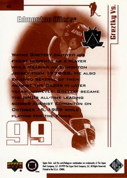 1999 Upper Deck Wayne Gretzky Living Legend #40 Wayne Gretzky (vs Edmonton) Back
