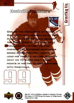 1999 Upper Deck Wayne Gretzky Living Legend #44 Wayne Gretzky (vs Nashville) Back