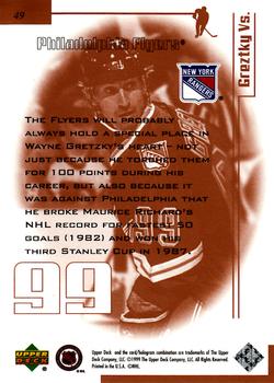 1999 Upper Deck Wayne Gretzky Living Legend #49 Wayne Gretzky (vs Philadelphia) Back