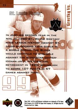 1999 Upper Deck Wayne Gretzky Living Legend #53 Wayne Gretzky (vs St. Louis) Back