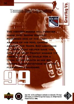 1999 Upper Deck Wayne Gretzky Living Legend #54 Wayne Gretzky (vs Tampa Bay) Back