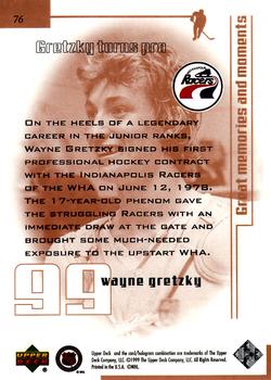 1999 Upper Deck Wayne Gretzky Living Legend #76 Wayne Gretzky (Turning Pro) Back