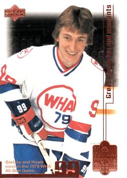 1999 Upper Deck Wayne Gretzky Living Legend #77 Wayne Gretzky (Playing with Gordie in WHA All-Star) Front