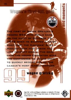 1999 Upper Deck Wayne Gretzky Living Legend #79 Wayne Gretzky (First NHL Goal) Back