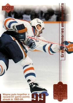 1999 Upper Deck Wayne Gretzky Living Legend #84 Wayne Gretzky (51-game point streak) Front