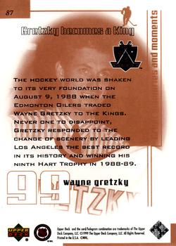 1999 Upper Deck Wayne Gretzky Living Legend #87 Wayne Gretzky (Kings Debut) Back