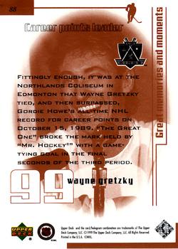 1999 Upper Deck Wayne Gretzky Living Legend #88 Wayne Gretzky (All-Time Point Scorer) Back