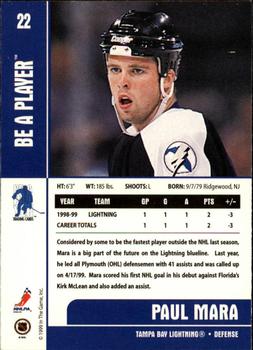 1999-00 Be a Player Memorabilia #22 Paul Mara Back